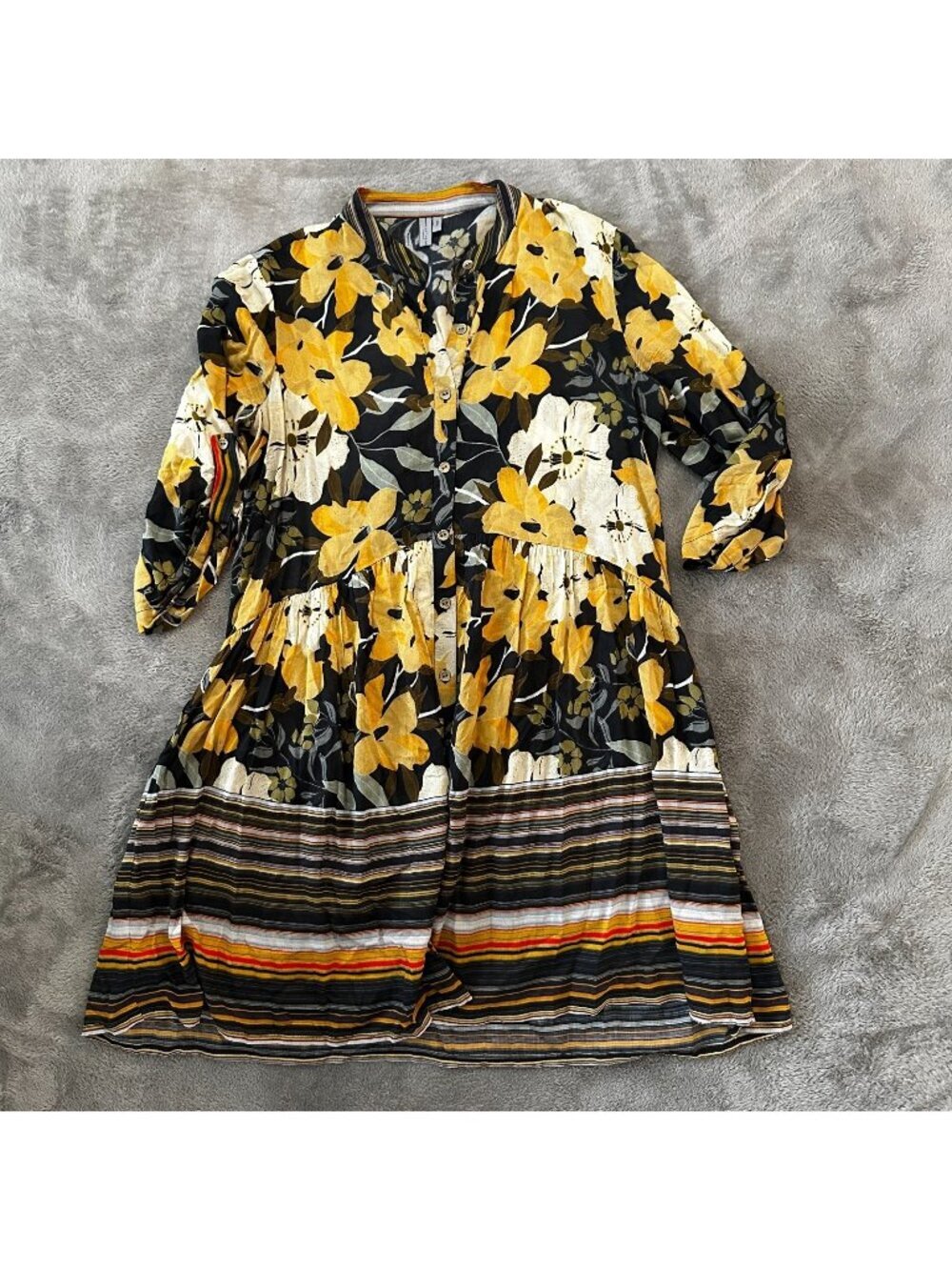 Blank London Bl-nk Hadley Tunic Dress Yellow Floral Print SMALL